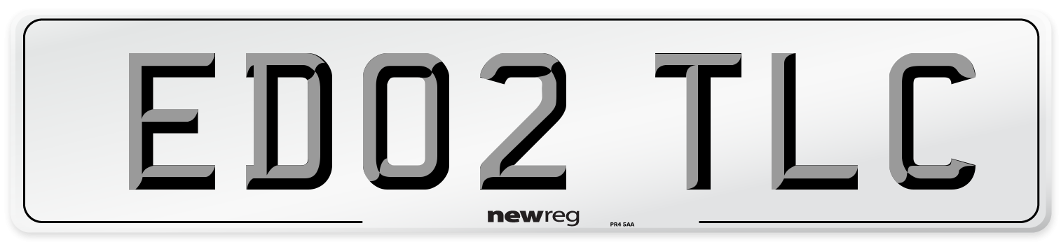ED02 TLC Number Plate from New Reg